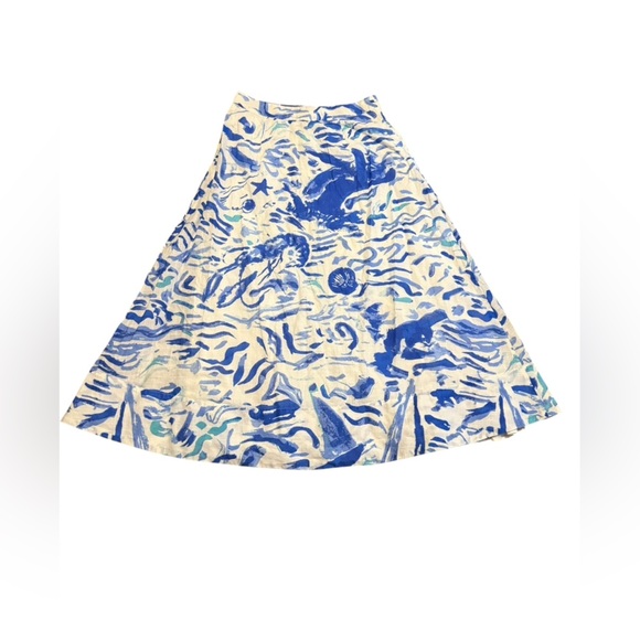 Anthropologie Maeve A-Line Printed Maxi Skirt SIZE 12  Blue Abstract - Picture 9 of 12